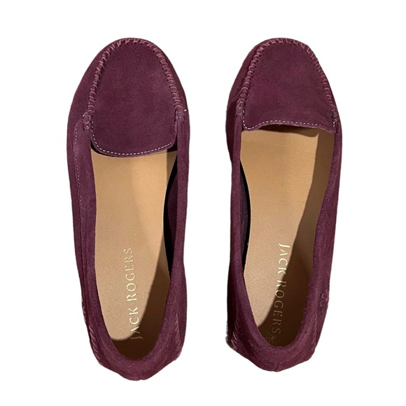 Jack Rogers Burgundy Suede Moccasin Flat Loafers - Picture 2 of 8